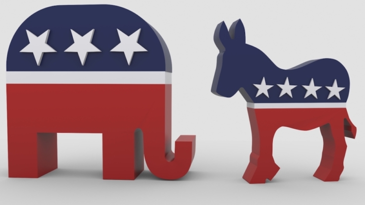Republicans Democrats 3d render For Usa Selection