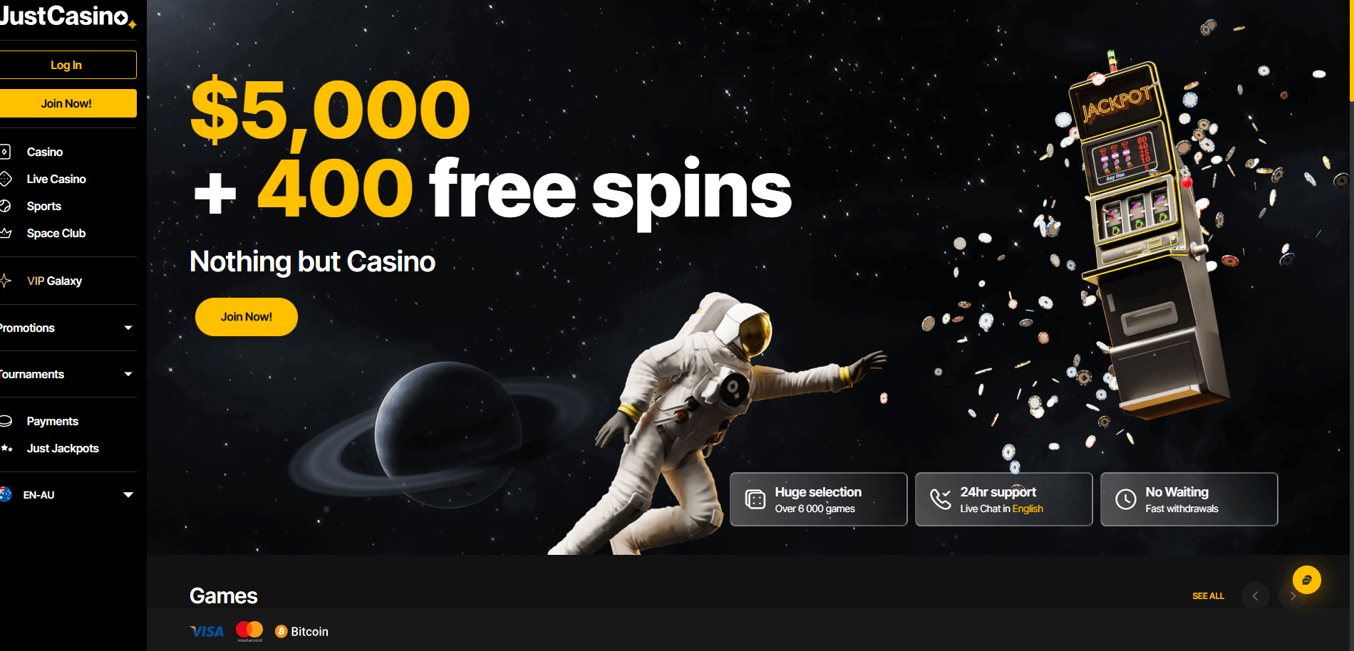 justcasino online casino australia main page