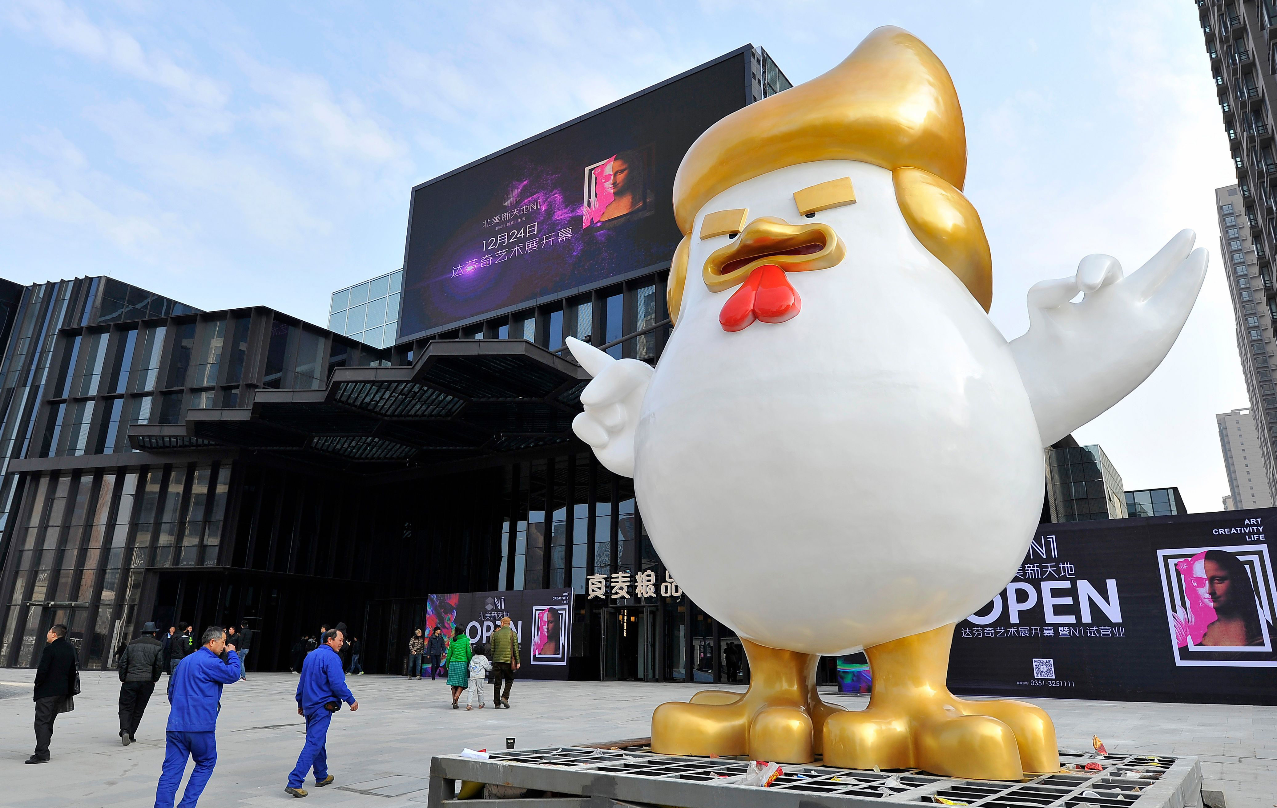 giant chicken sculpture outside a shopping mall in Taiyuan